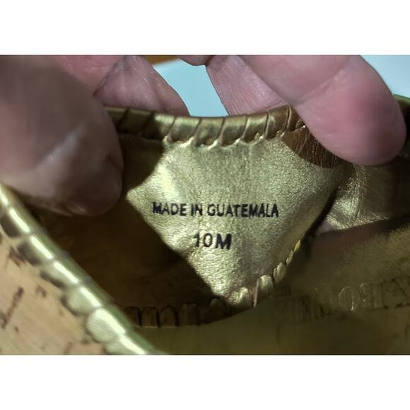 Jack Rogers Gold Metallic Leather Cork Wedge Sandals - Picture 8 of 8